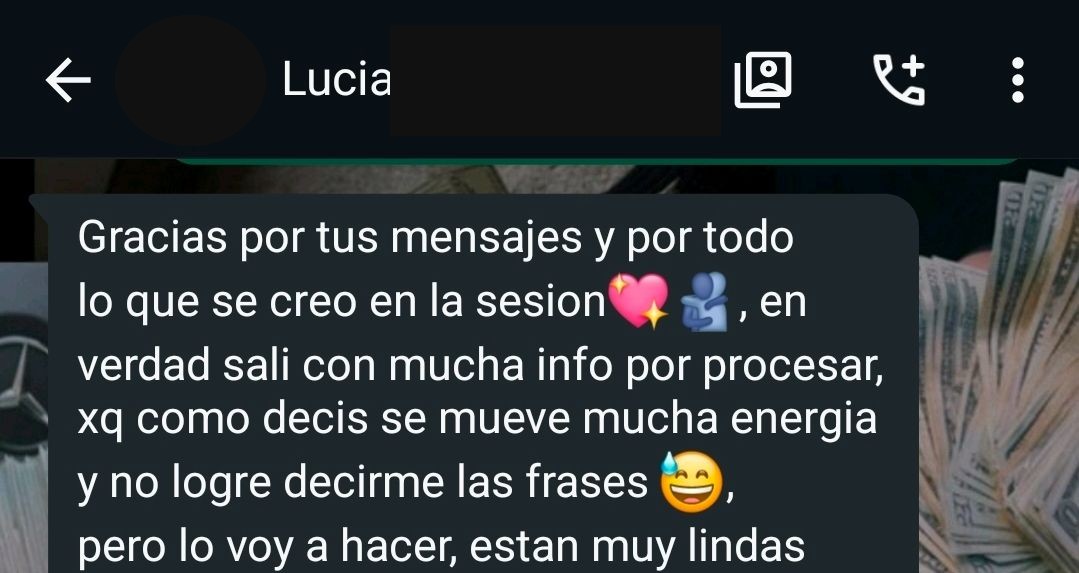 Testimonio real de WhatsApp de una clienta de Humannaz — Acompañamiento holístico