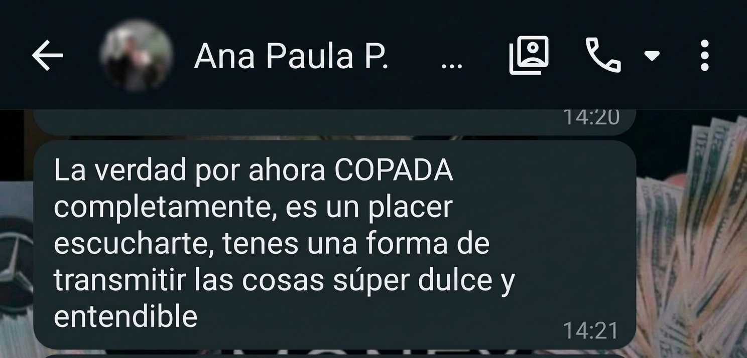 Testimonio real de WhatsApp de una clienta de Humannaz — Lectura de Runas Nórdicas